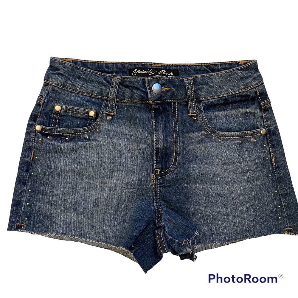 NWOT Celebrity Pink Original Denim Spiked Dark Un-cuffed Jean Short Shorts